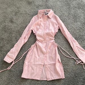 Cute Pink top cut out strappy sides shirt dress